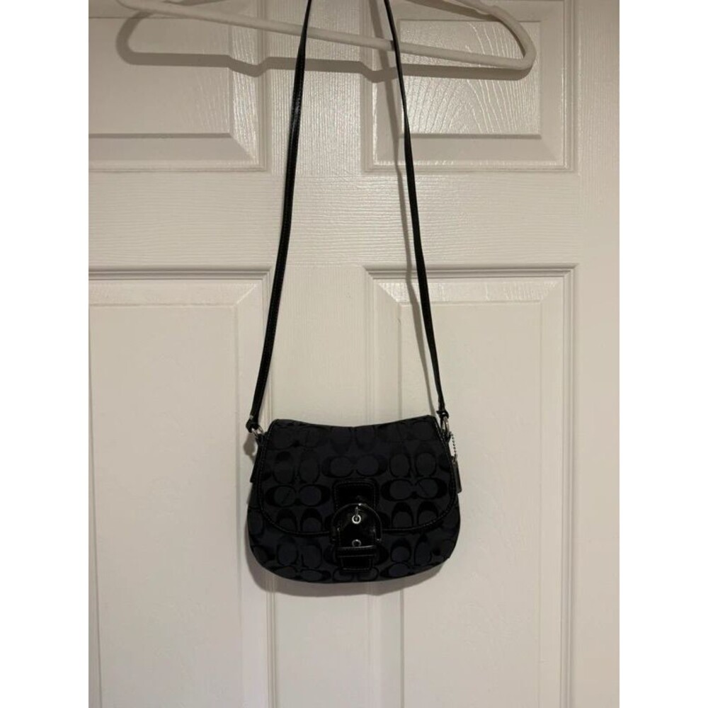 Coach Black Signature Jacquard Crossbody Bag Purse